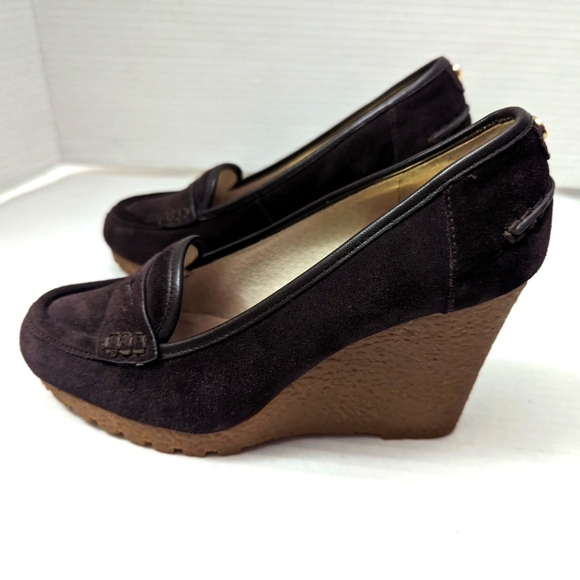 Michael Michael Kors Rory Loafer Coffee Wedge Pumps High Heel Size 6 1/2M - Picture 5 of 9